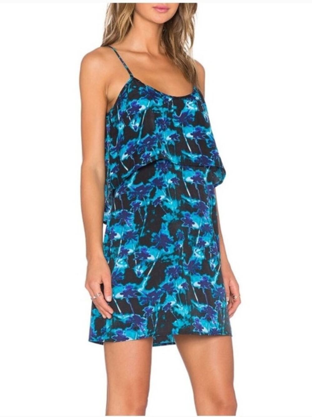 Sanctuary Midnight Palm Blue and Black NWT Layered Dress Sz Small